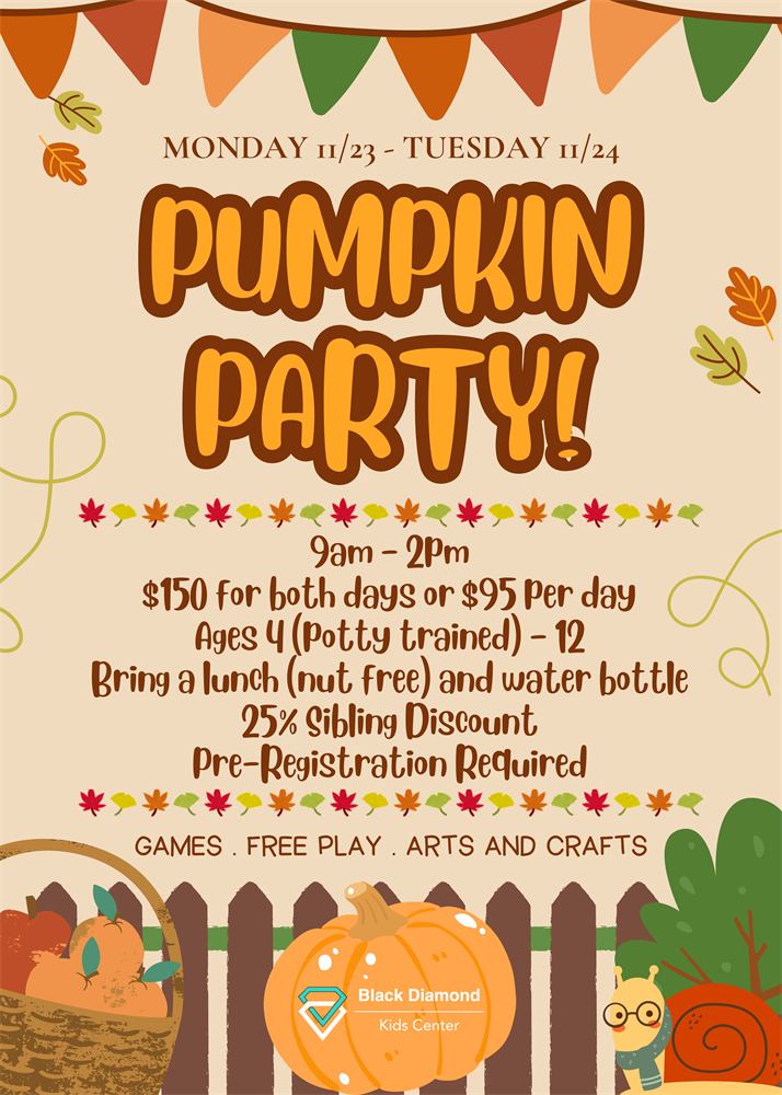 Pumpkin Party camp flyer