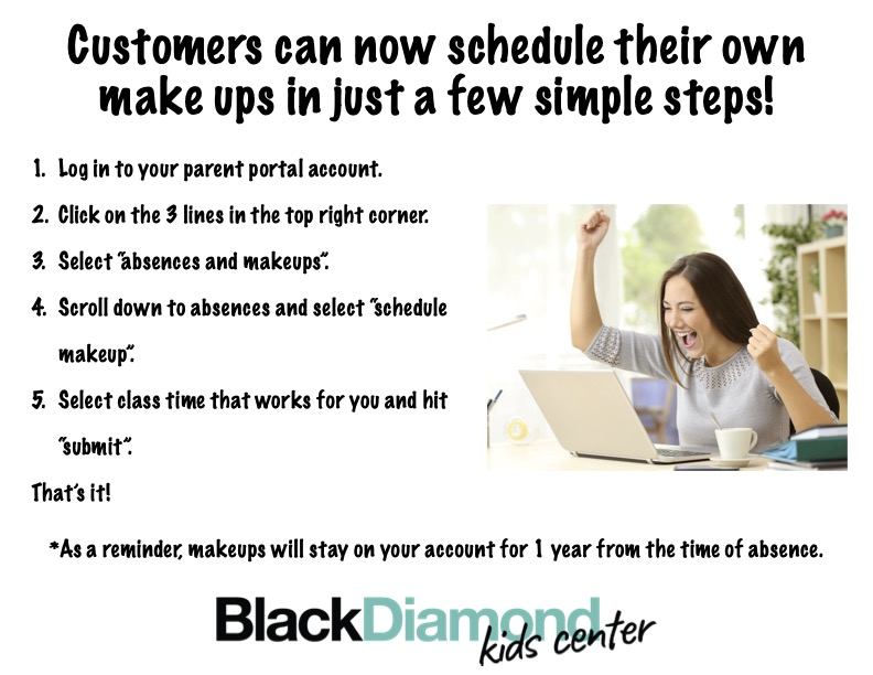Make-up scheduling instructions graphic